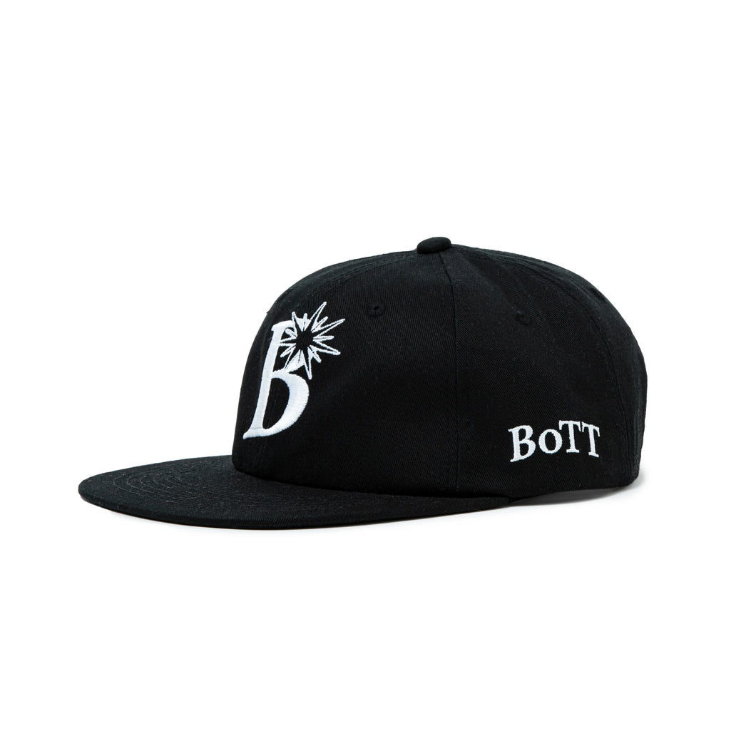 B Logo 6 Panel Cap - BLACK
